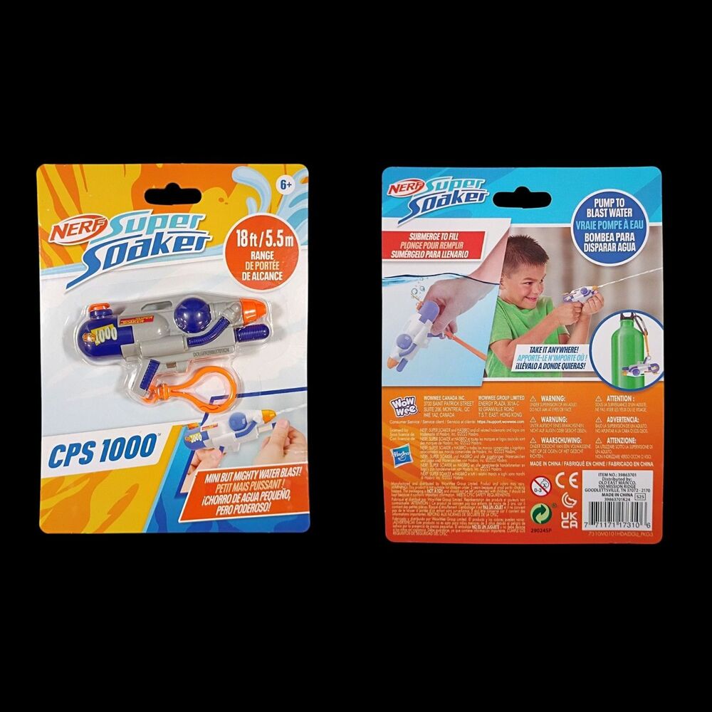 Nerf Super Soaker CPS 1000 Mini Water Gun Blue and Gray 18ft Range NEW